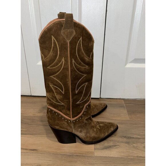 Alessandro Vasini Alison 80mm Suede Western Boots Women’s Size 10( MRSP $975) - Picture 9 of 14